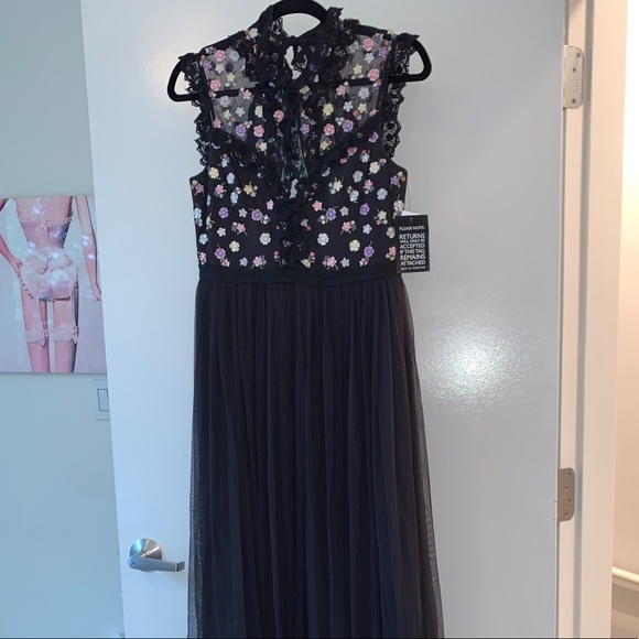 needle and thread black tulle dress